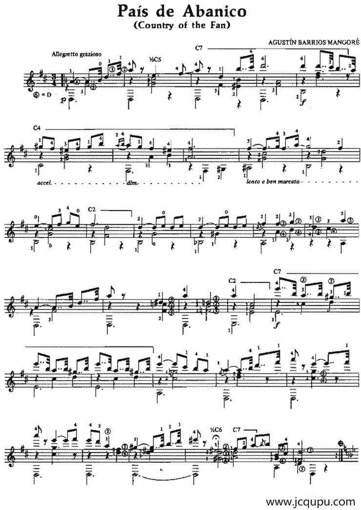 Pais de Abanico（古典吉他）简谱