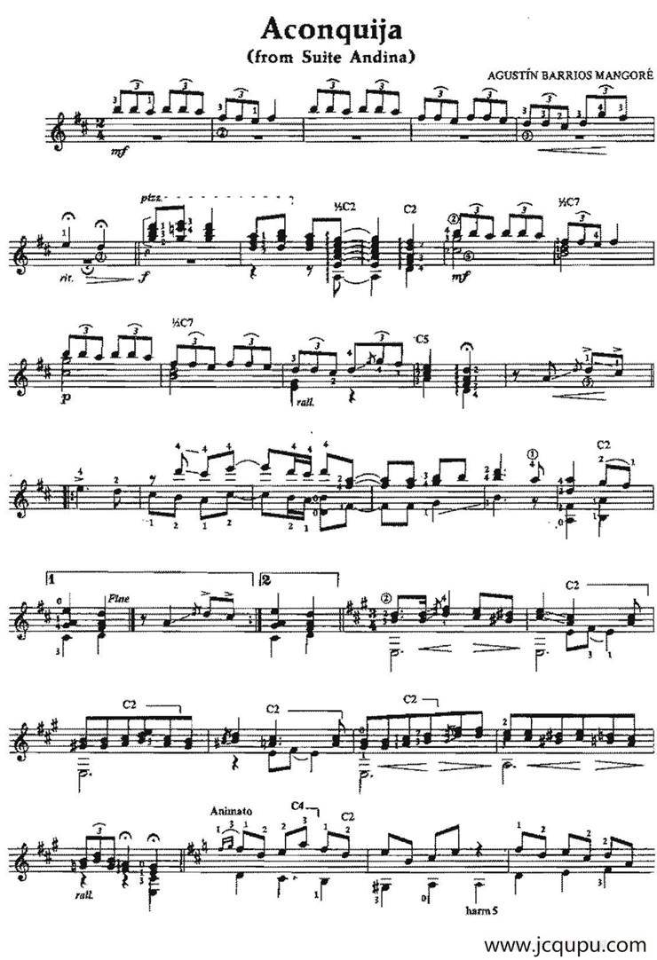 Aconquija（古典吉他）简谱
