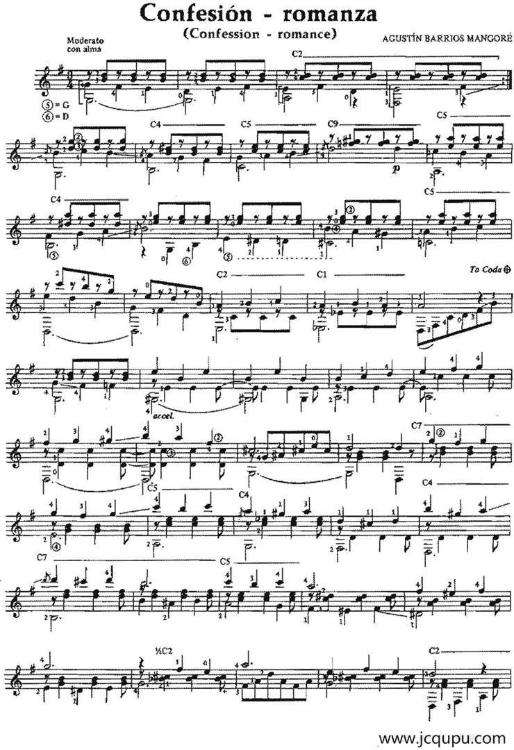 Confesion-romanza（古典吉他）简谱