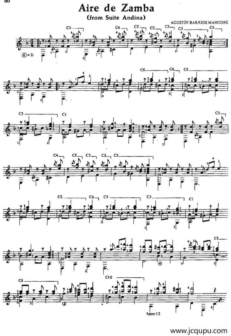Aire de Zamba（古典吉他）简谱