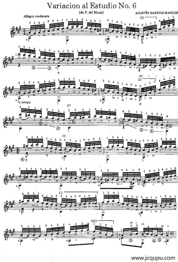 Variacion al Estudio No.6（古典吉他）简谱
