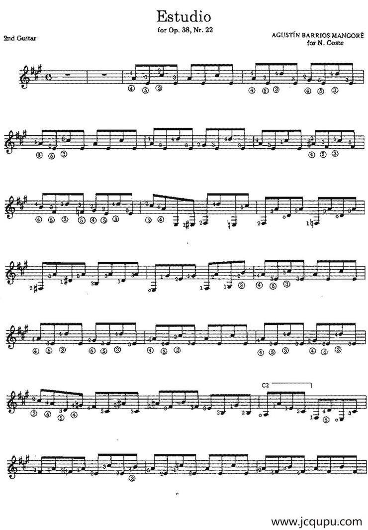 Estudio（for Op.38no.22）（古典吉他）简谱