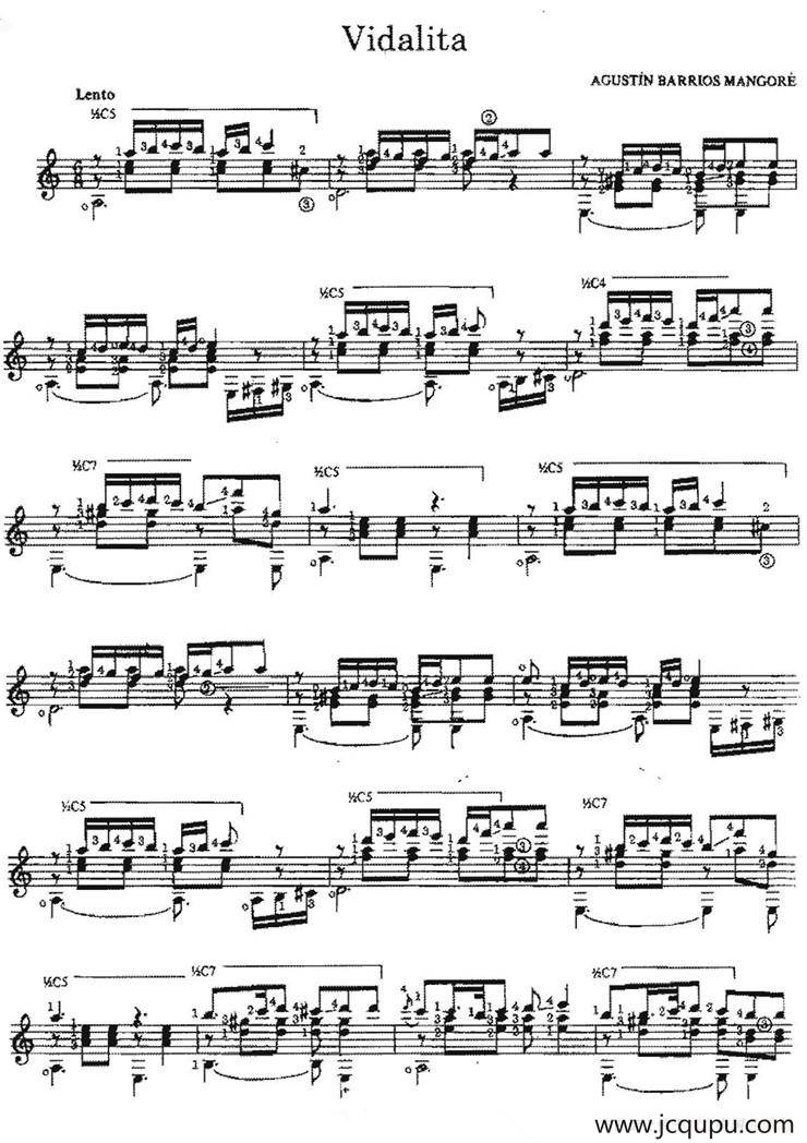 Vidalita（古典吉他）简谱