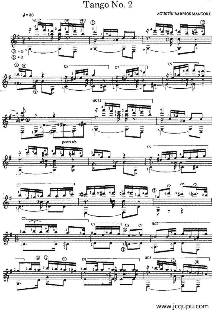 Tango No.2（古典吉他）简谱