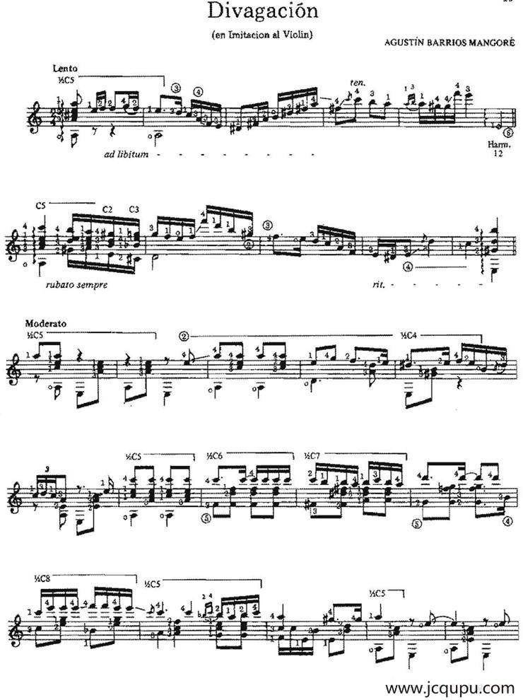 Divagacion（古典吉他）简谱