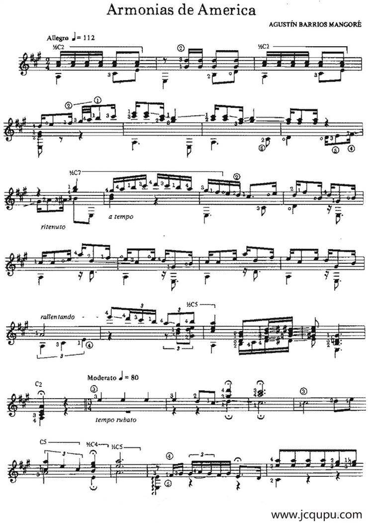 Armonias de America（古典吉他）简谱