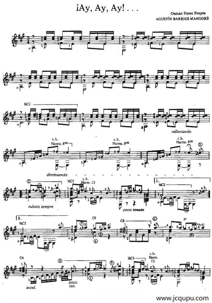 iAy，Ay，Ay！...（古典吉他）简谱