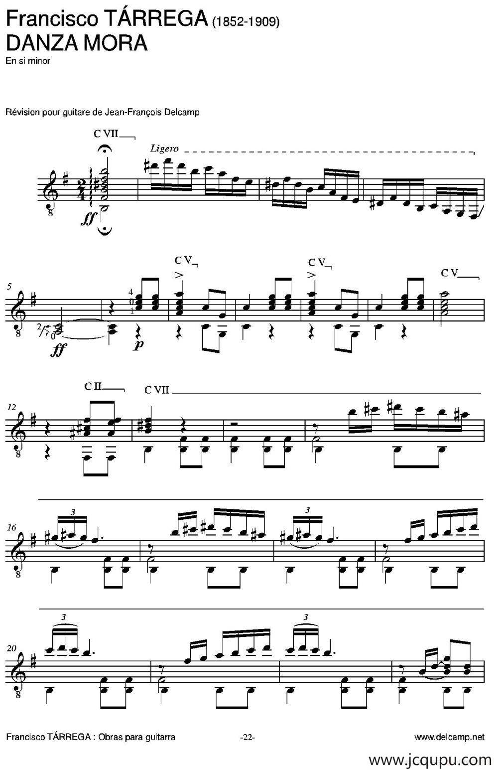 DANZA MORA（古典吉他）简谱