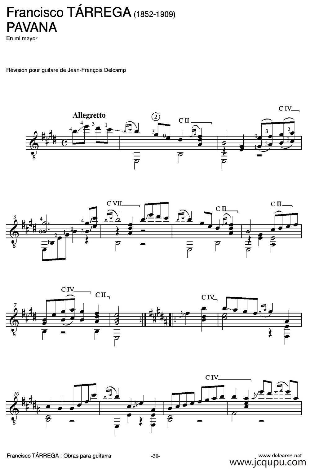 PAVANA（古典吉他）简谱