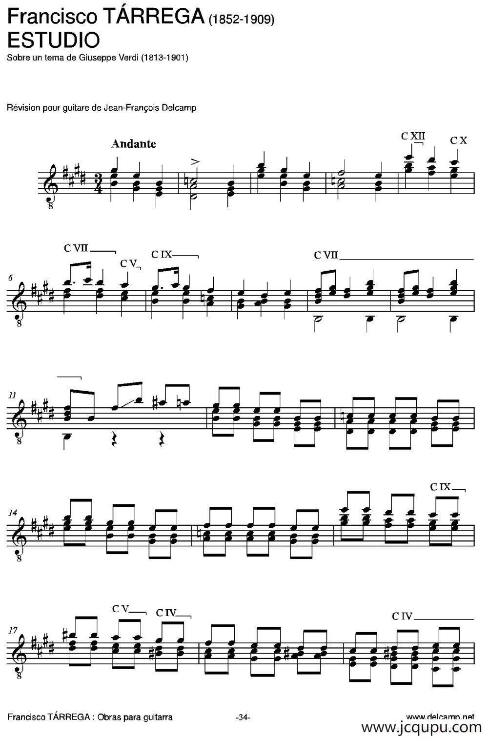 ESTUDIO(Sobre un tema de Giuseppe Verdi)（古典吉他）简谱