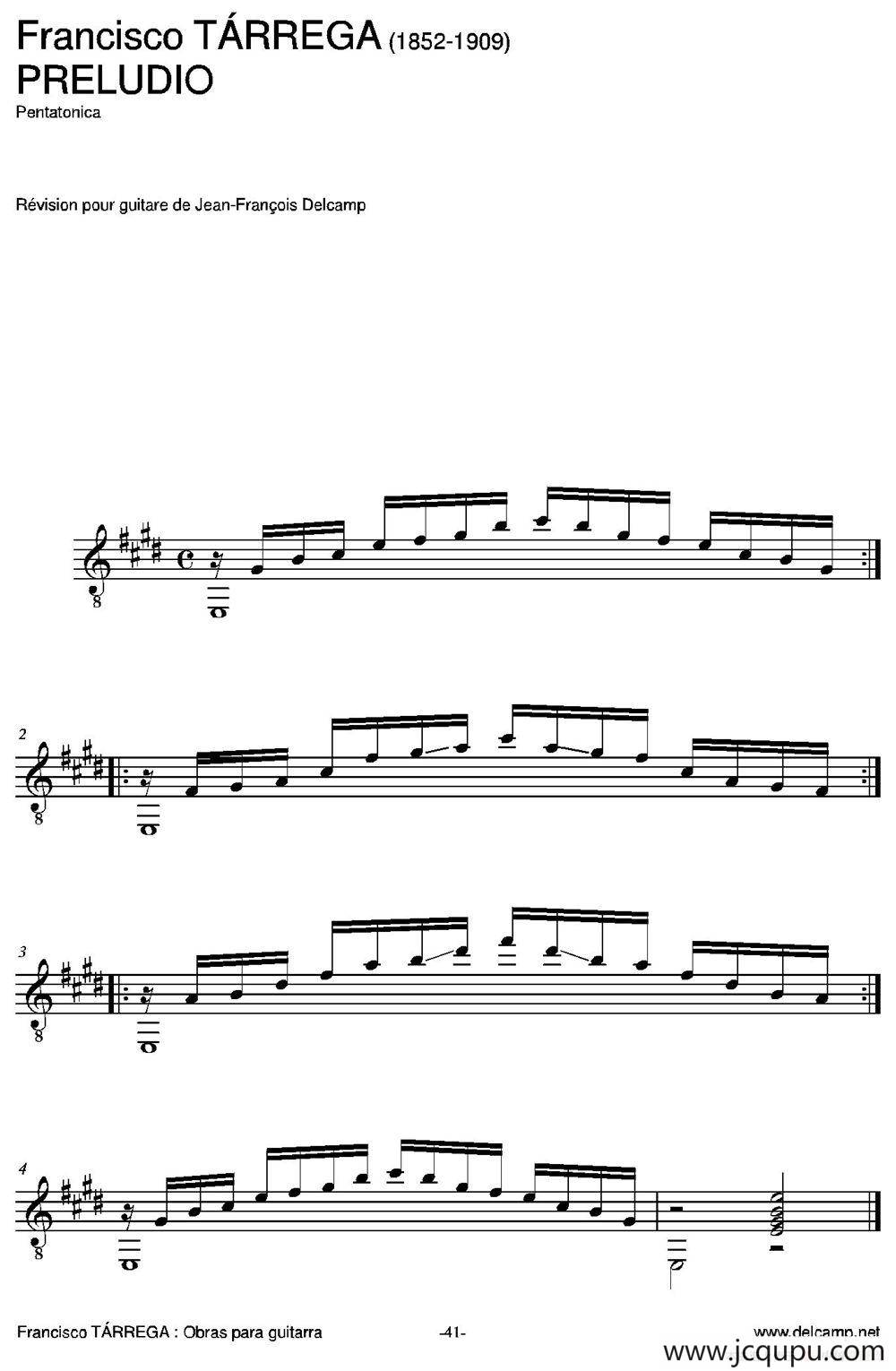 PRELUDIO(Pentatonica)（古典吉他）简谱