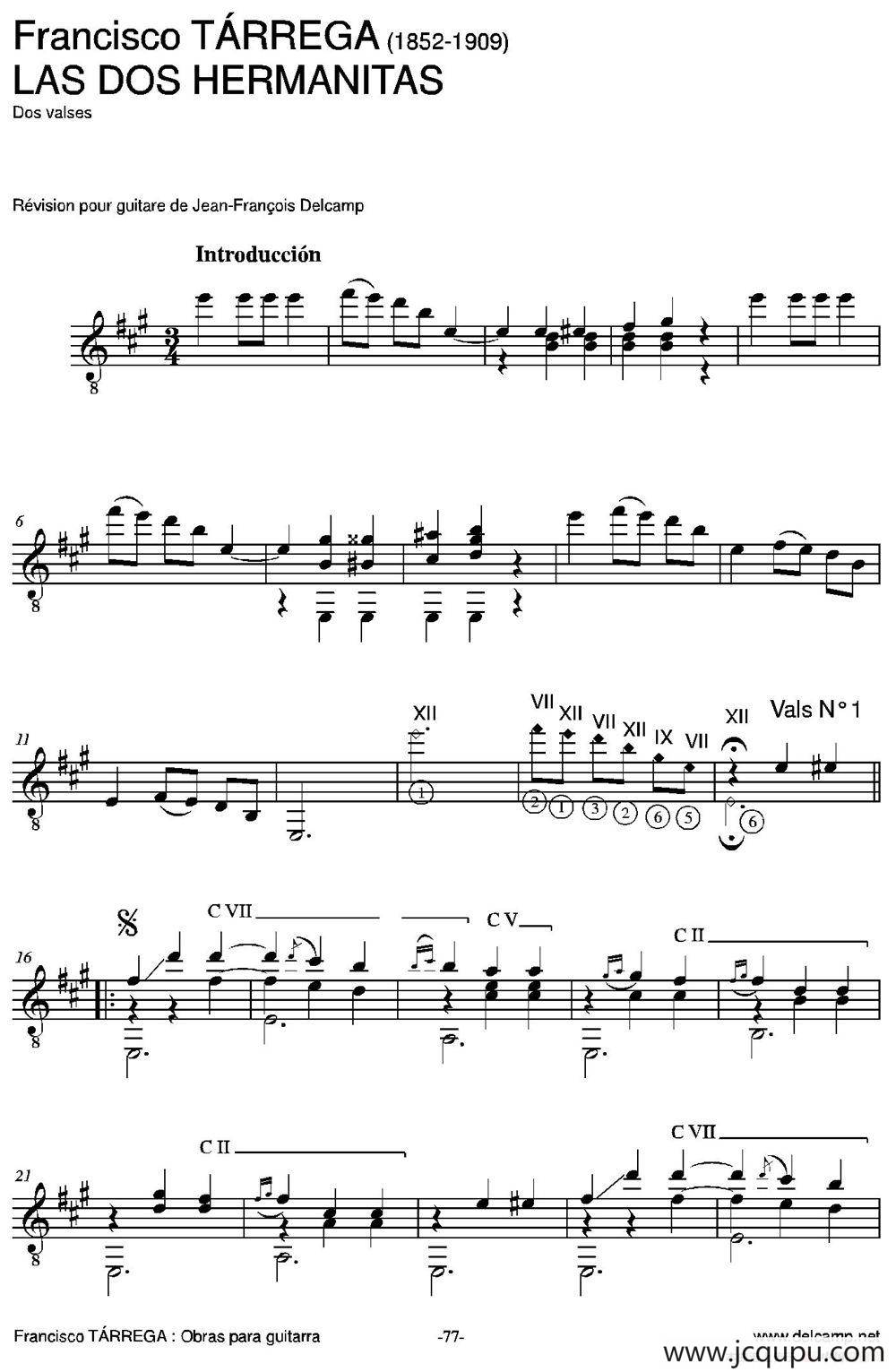 LAS DOS HERMANITAS(Dos valses)（古典吉他）简谱