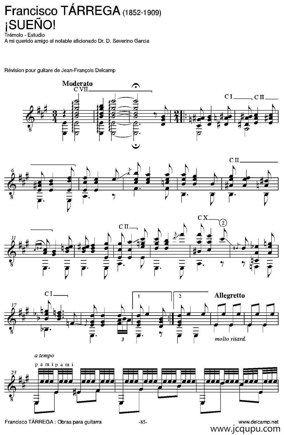 iSUENO!(Tremolo-Estudio A mi querido amigo el notable aficionado Dr.D.Severino G（古典吉他）简谱