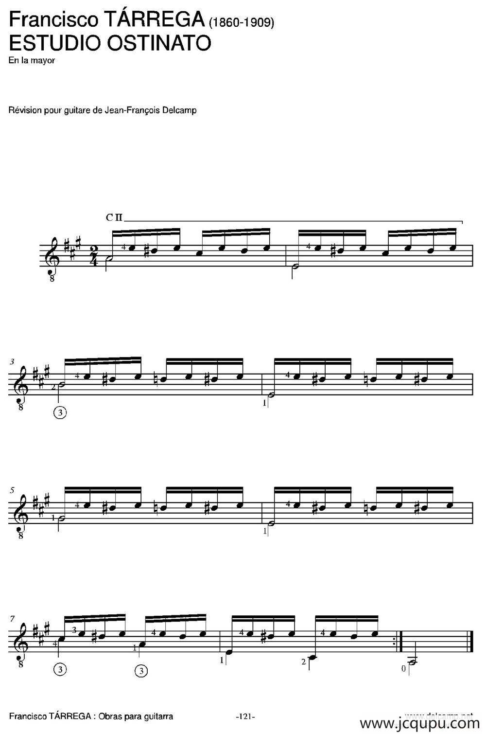 ESTUDIO OSTINATO(En la mayor)（古典吉他）简谱