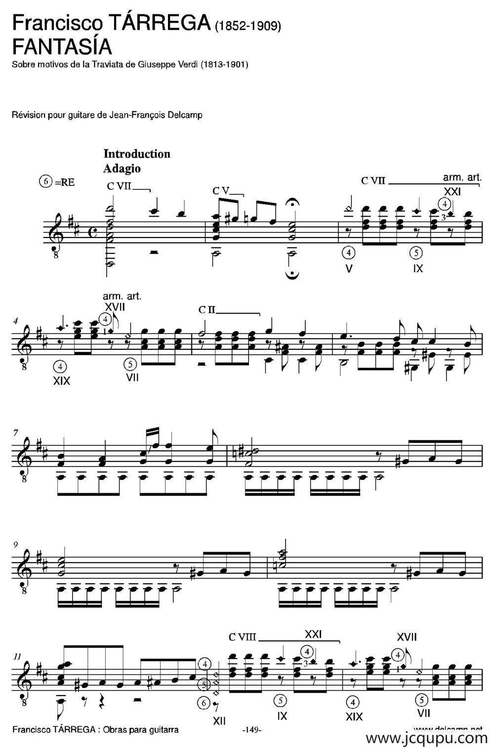 FANTASIA(Sobre motivos de la Traviata de Giuseppe Verdi)（古典吉他）简谱