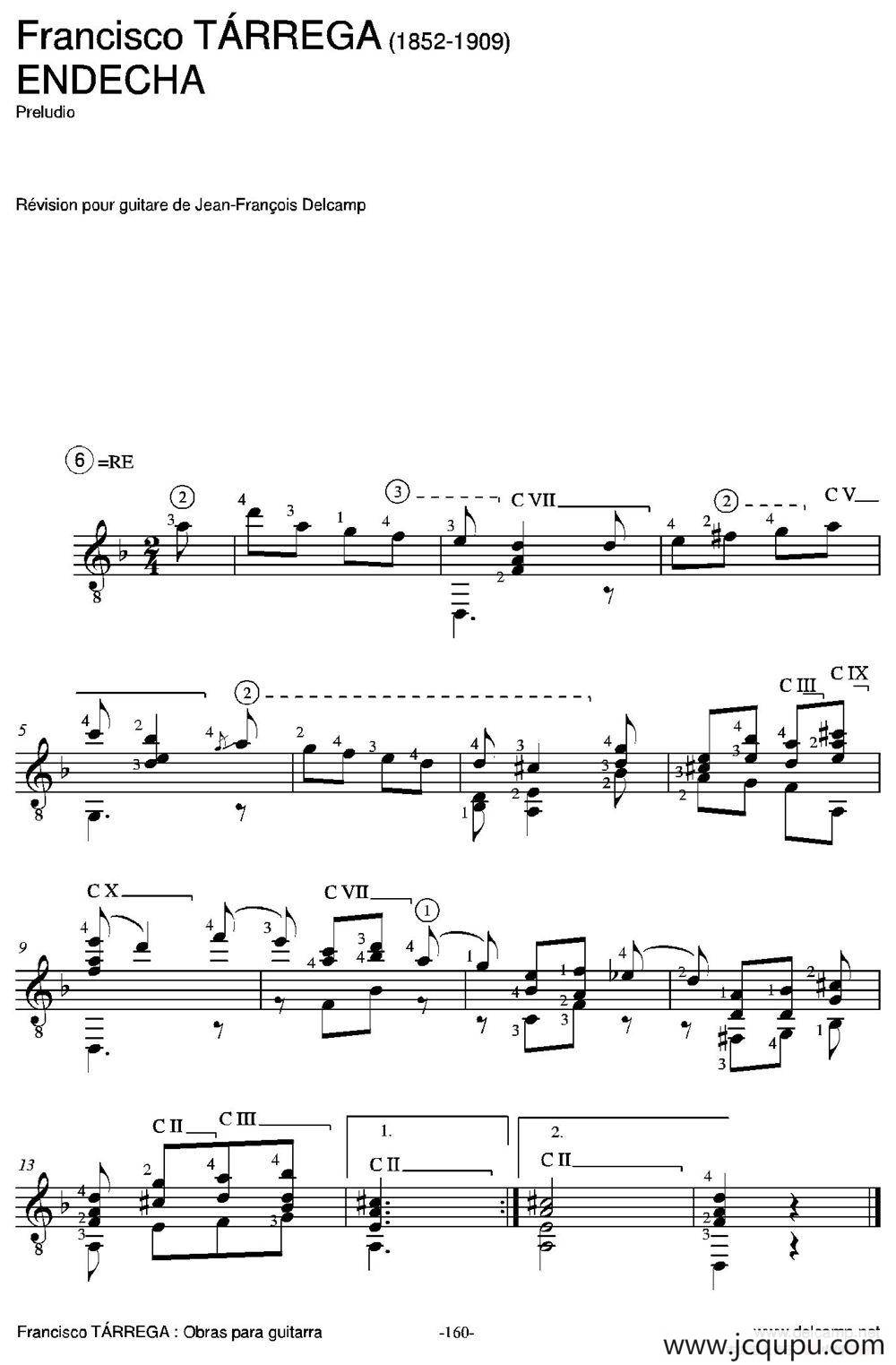 ENDECHA(Preludio)（古典吉他）简谱