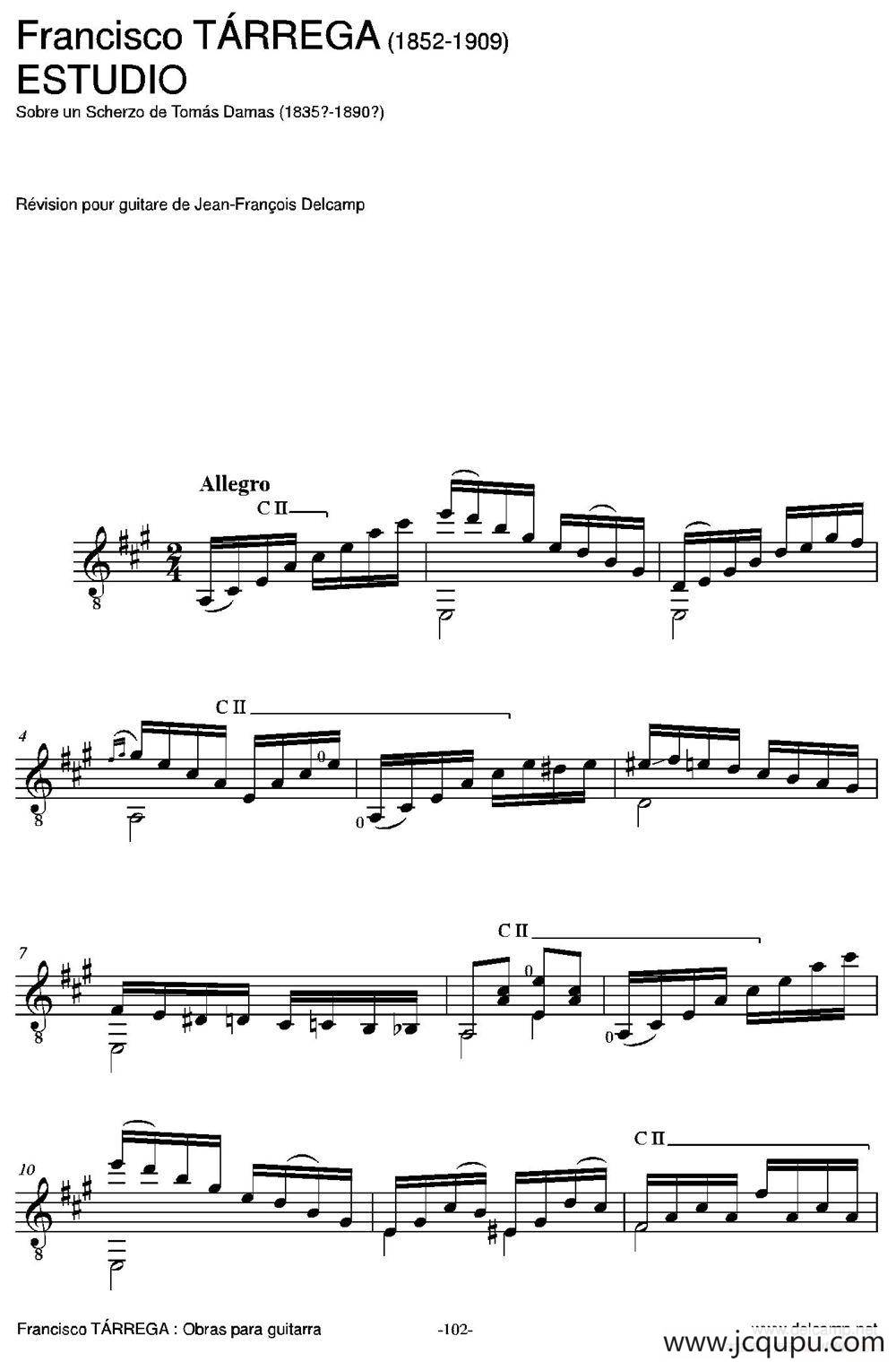 ESTUDIO(Sobre un Scherzo de Tomas Damas)（古典吉他）简谱