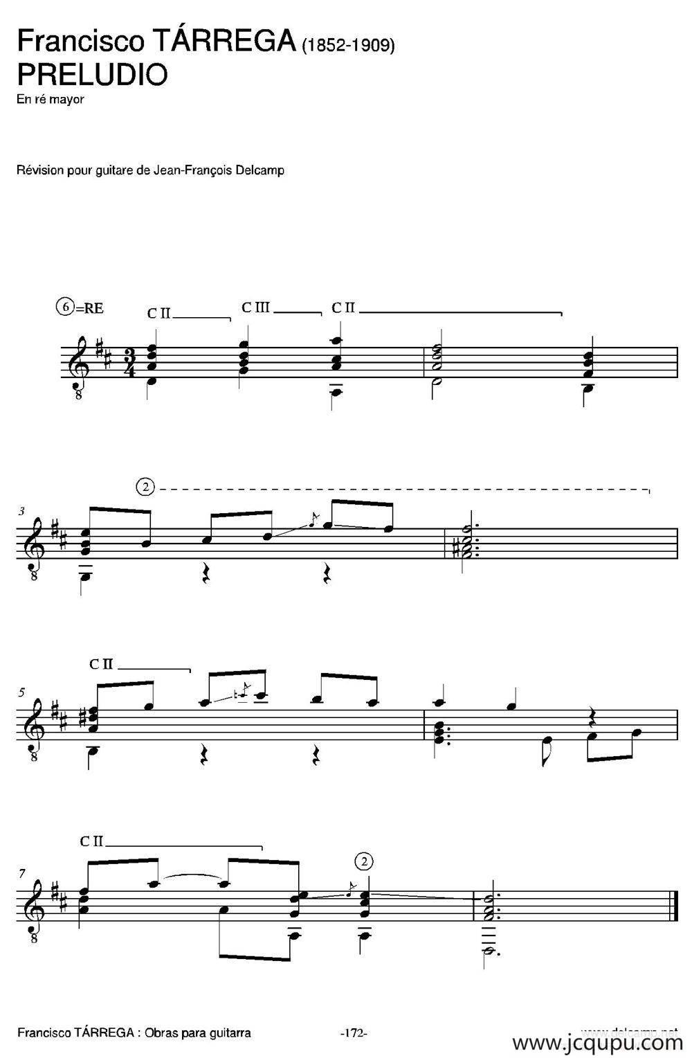 PRELUDIO(En re mayor)（古典吉他）简谱