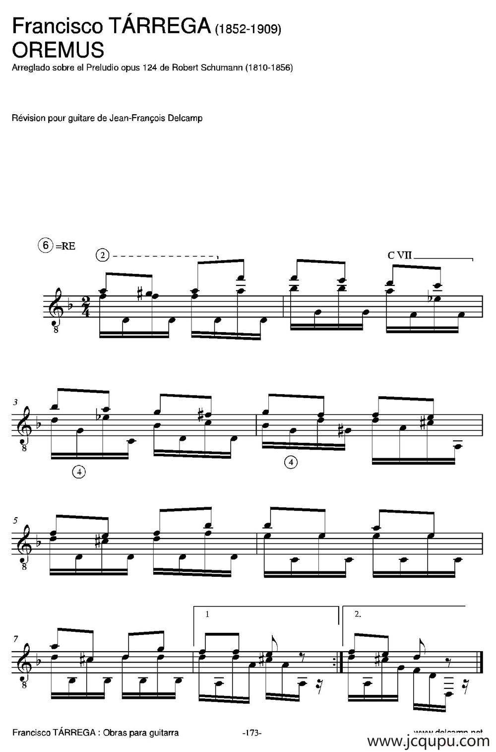 OREMUS(Arreglado sobre el Preludio opus 124 de Robert Schumann)（古典吉他）简谱
