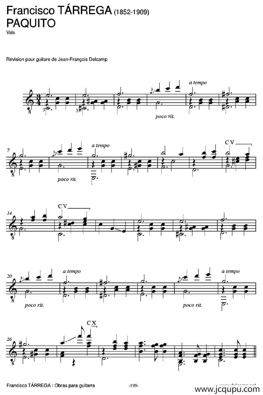 PAQUITO(Vals)（古典吉他）简谱