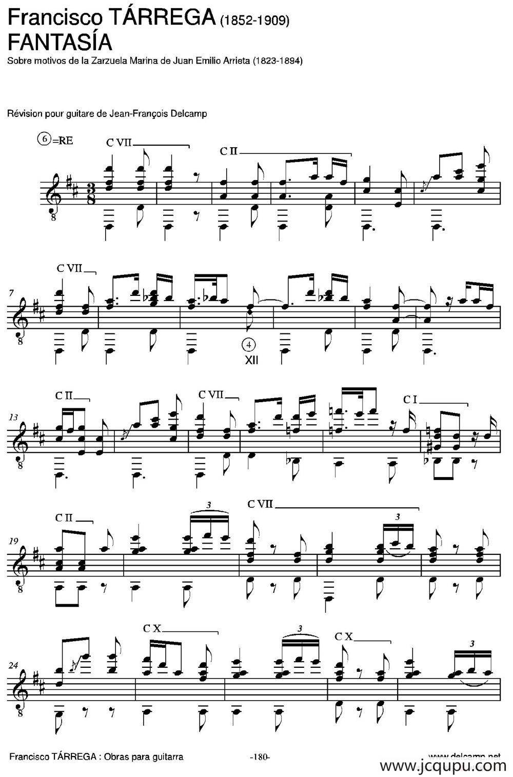 FANTASIA(Sobre motivos de la Zarzuela Marina de Juan Emilio Arrieta)（古典吉他）简谱