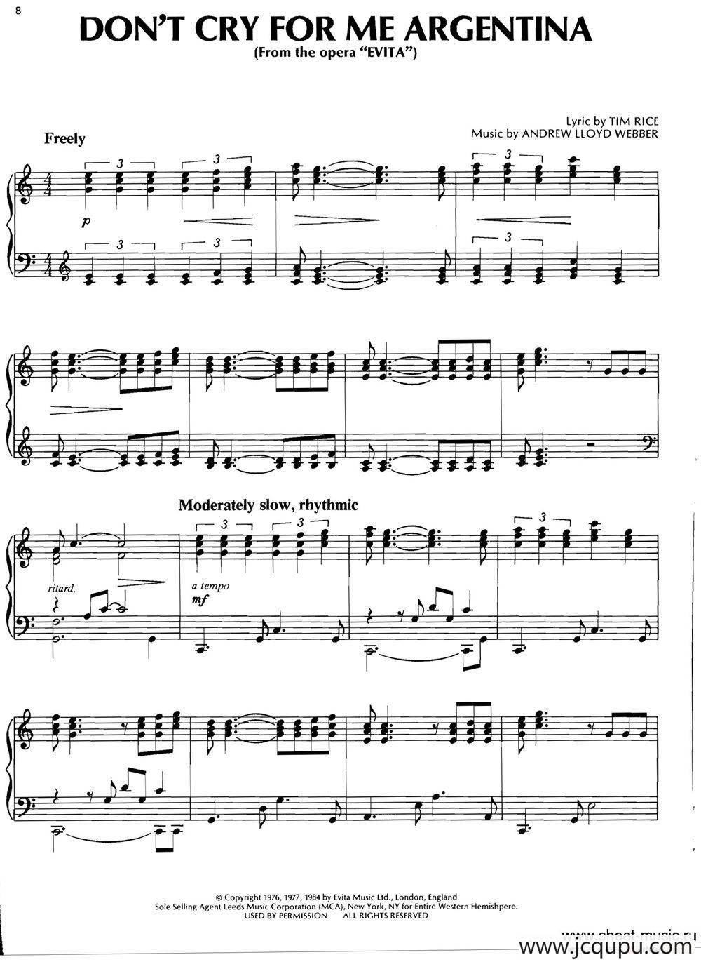 DON'T CRY FOR ME ARGENTINA（From the opera “EVITA