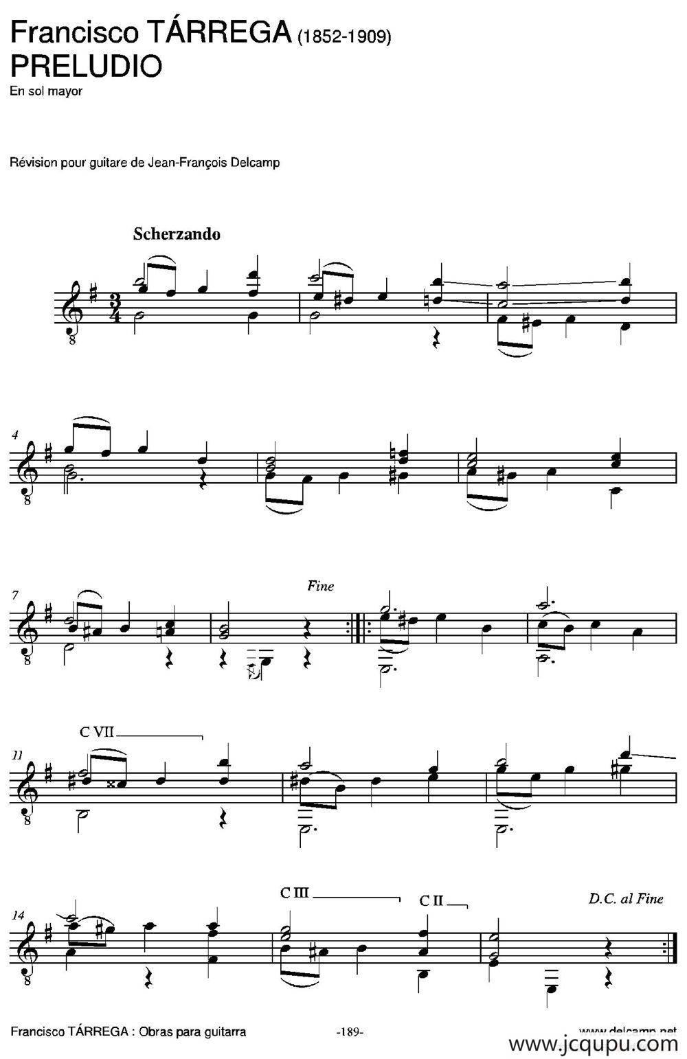 PRELUDIO(En sol mayor)（古典吉他）简谱