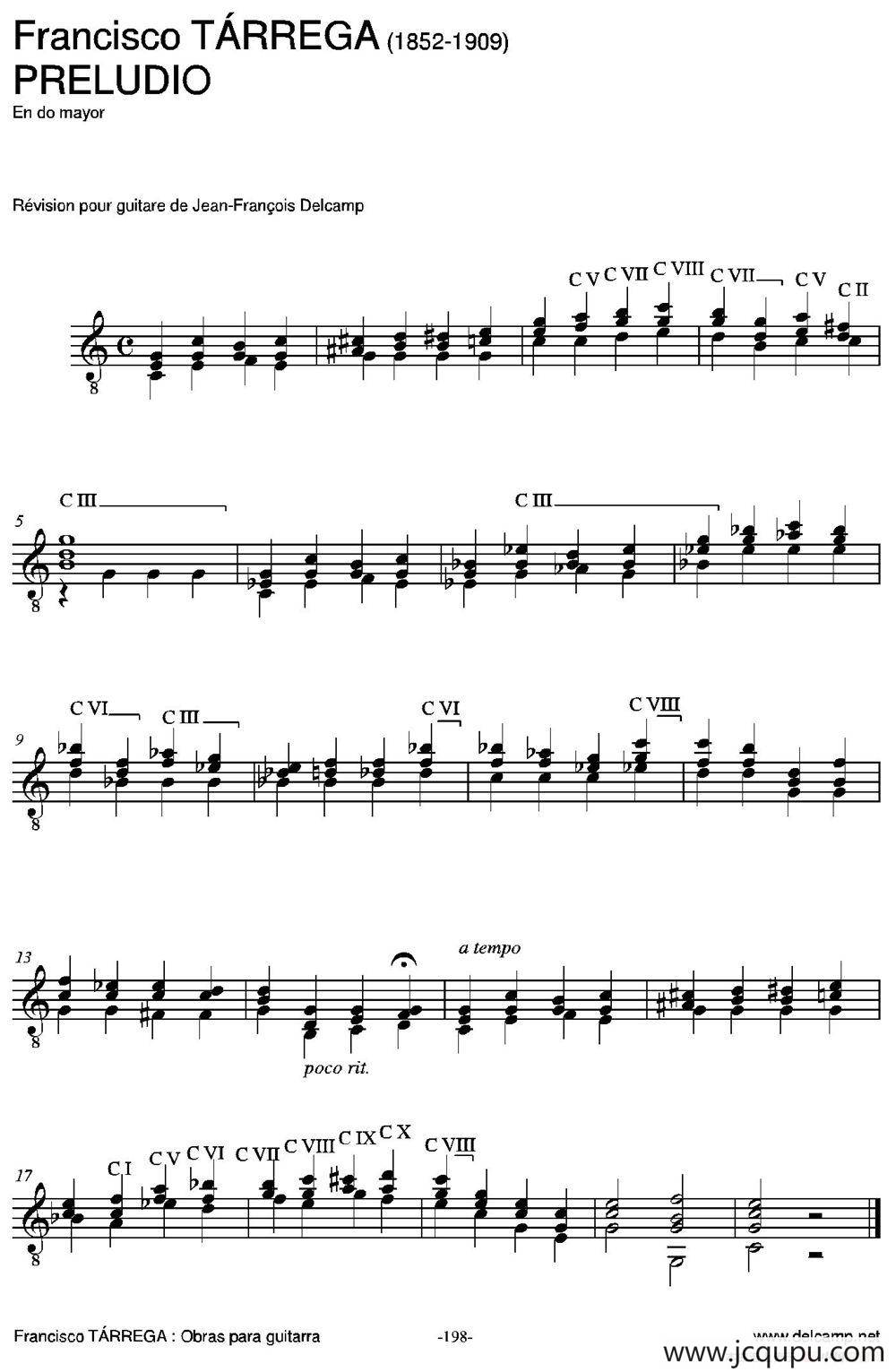 PRELUDIO(En do mayor)（古典吉他）简谱