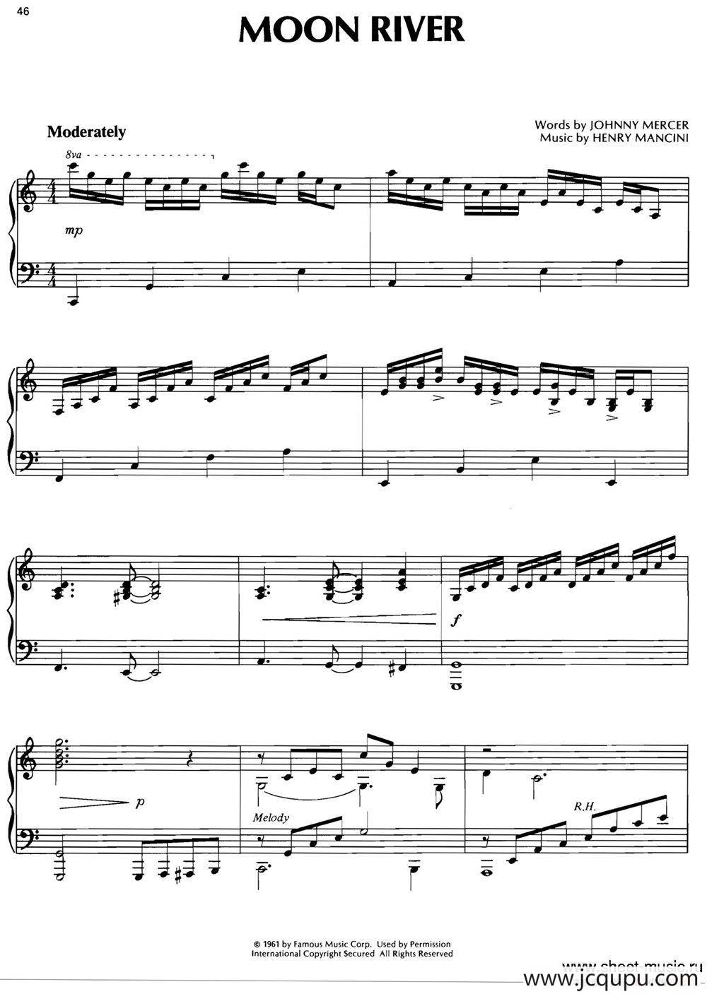 MOON RIVER简谱