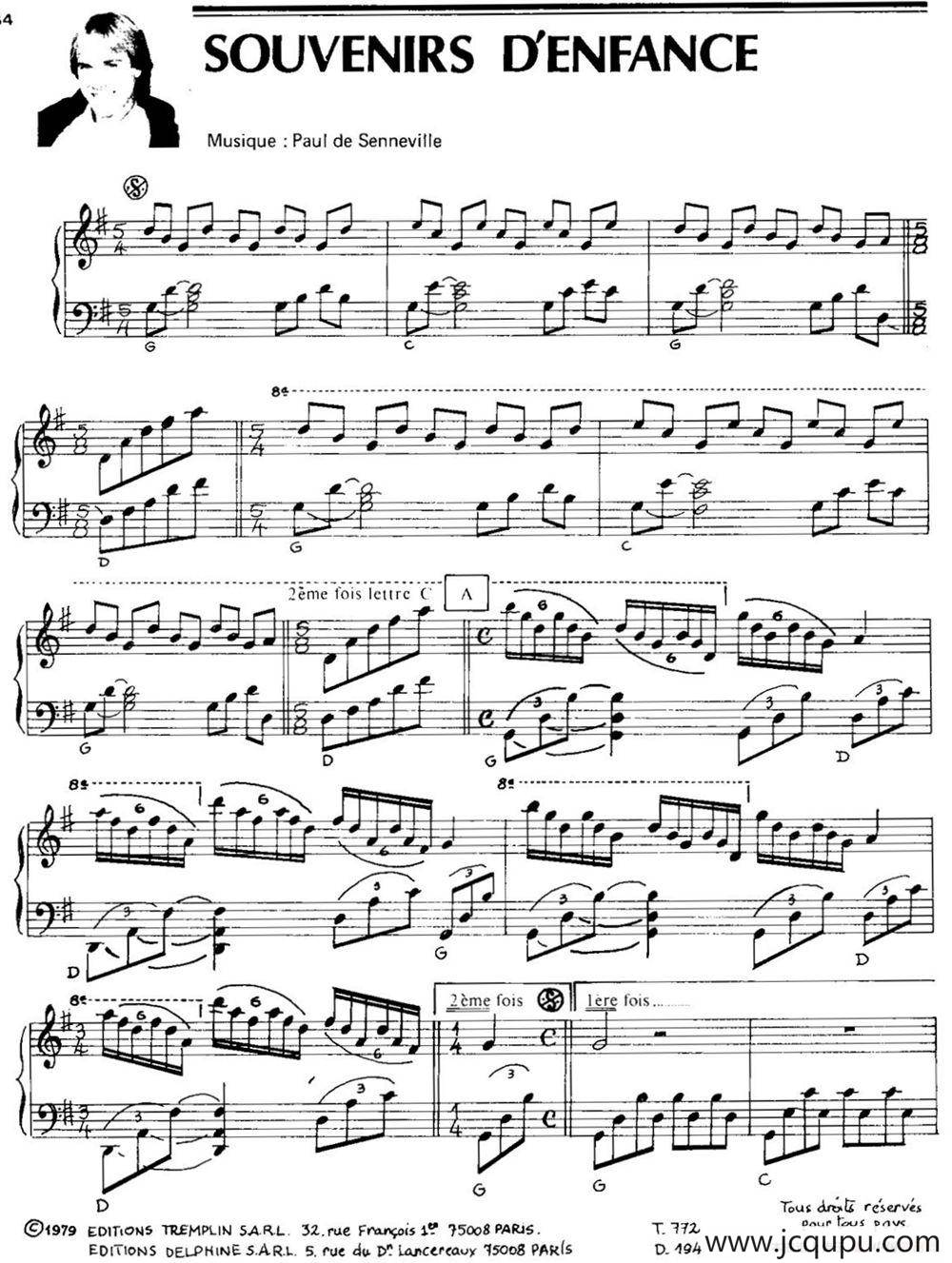 SOUVENIRS D'ENFANCE简谱