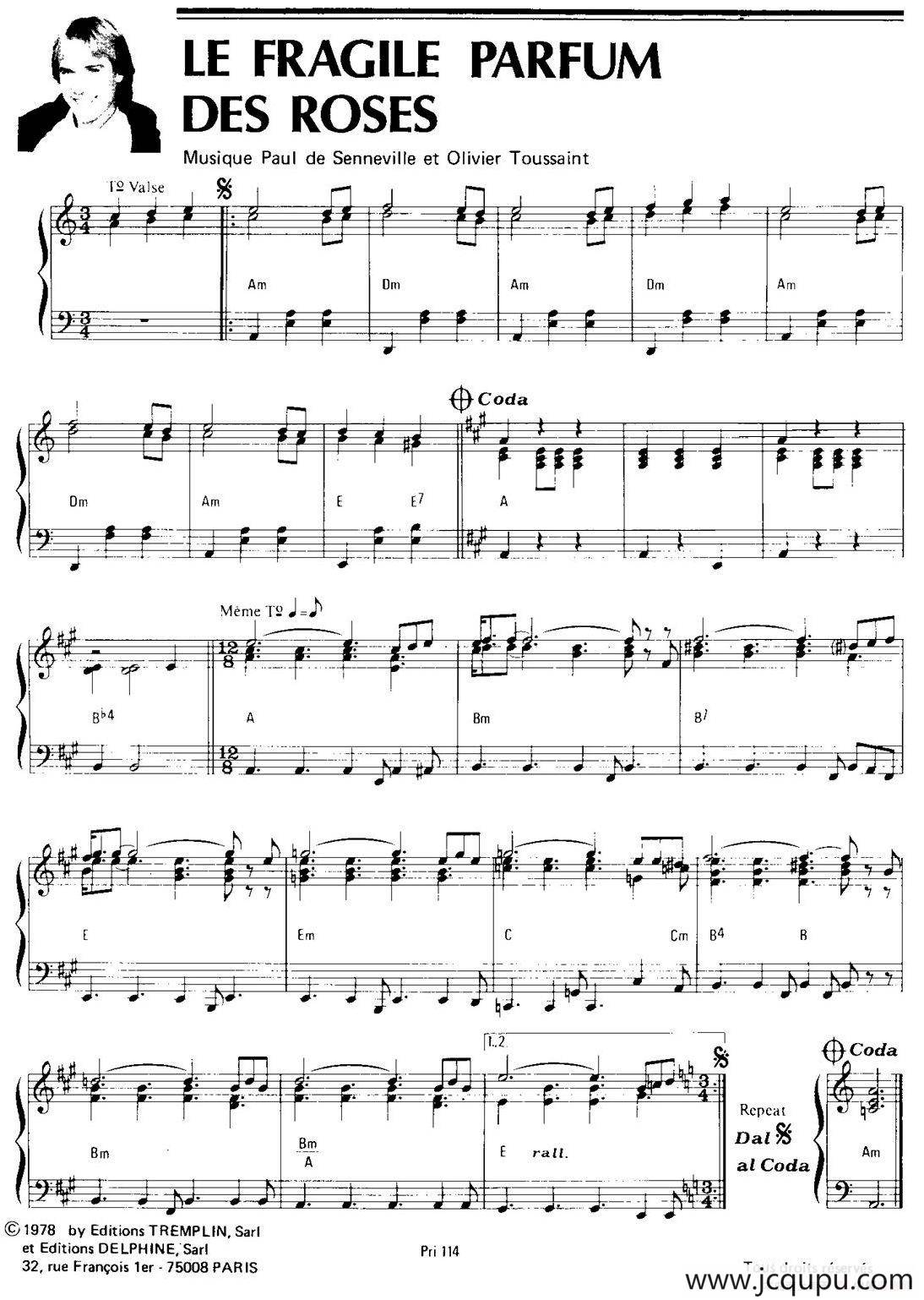 LE FRAGILE PARFUM DES ROSES简谱