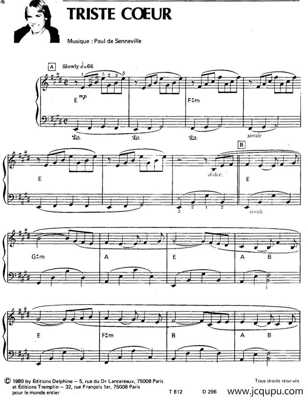 TRISTE COEUR简谱