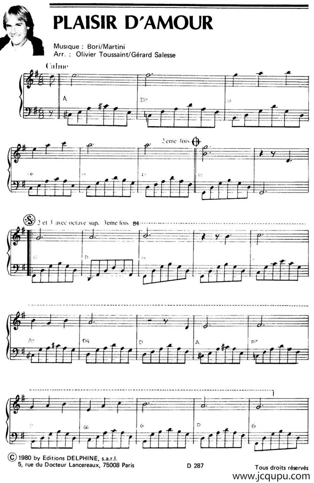 PLAISIR D'AMOUR简谱