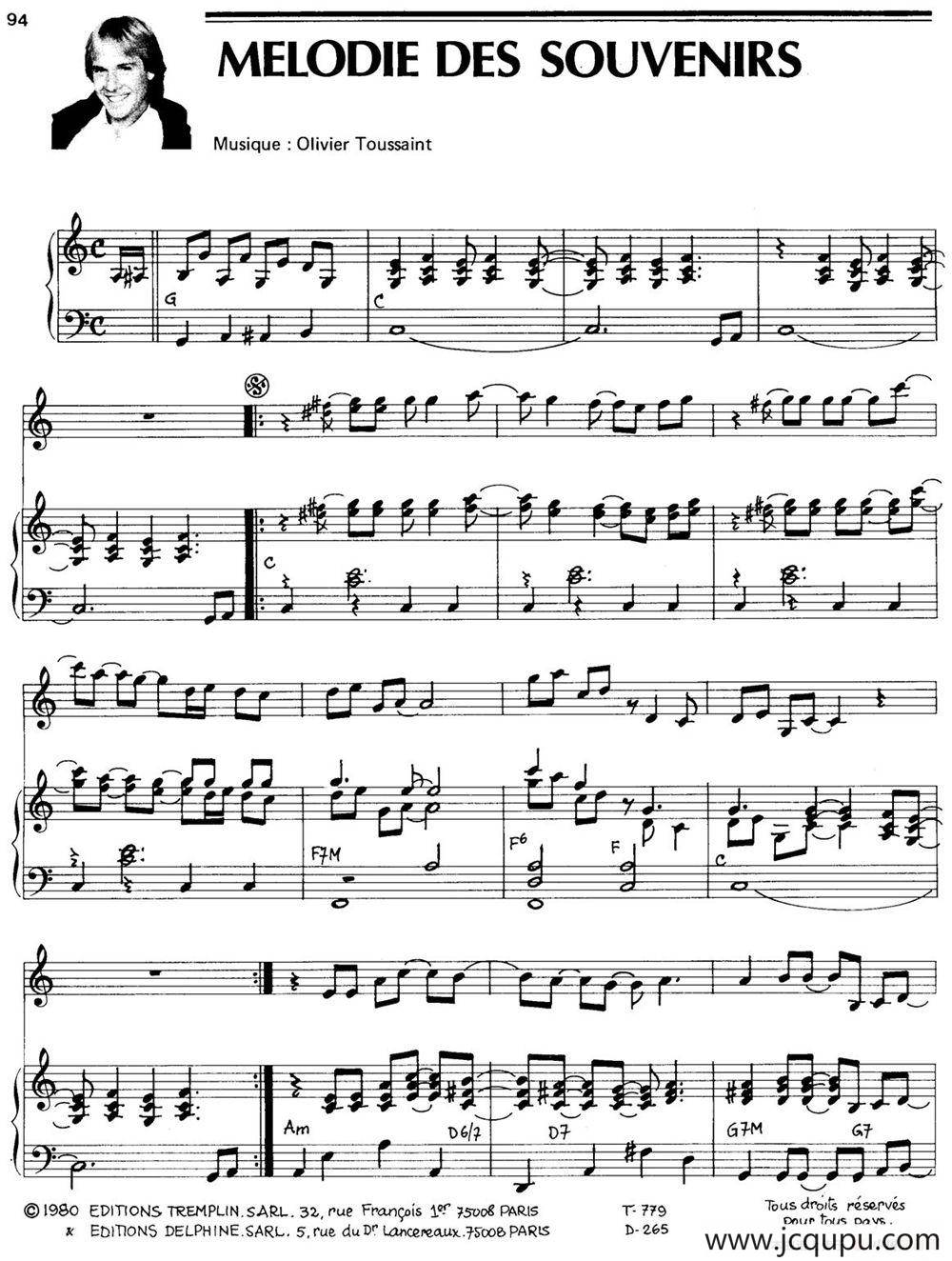 MELODIE DES SOUVENIRS简谱