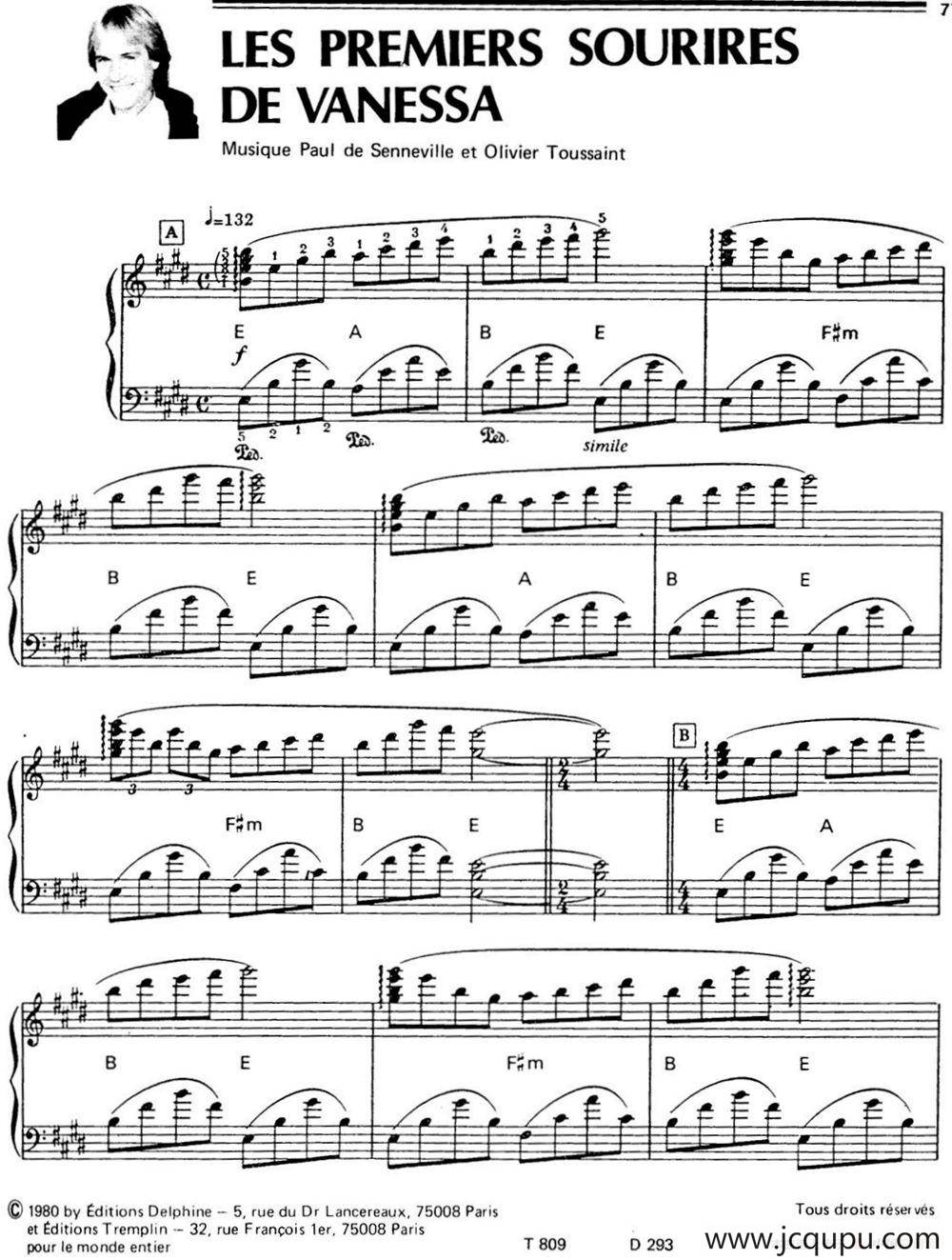 LES PREMIERS SOURIRES DE VANESSA简谱