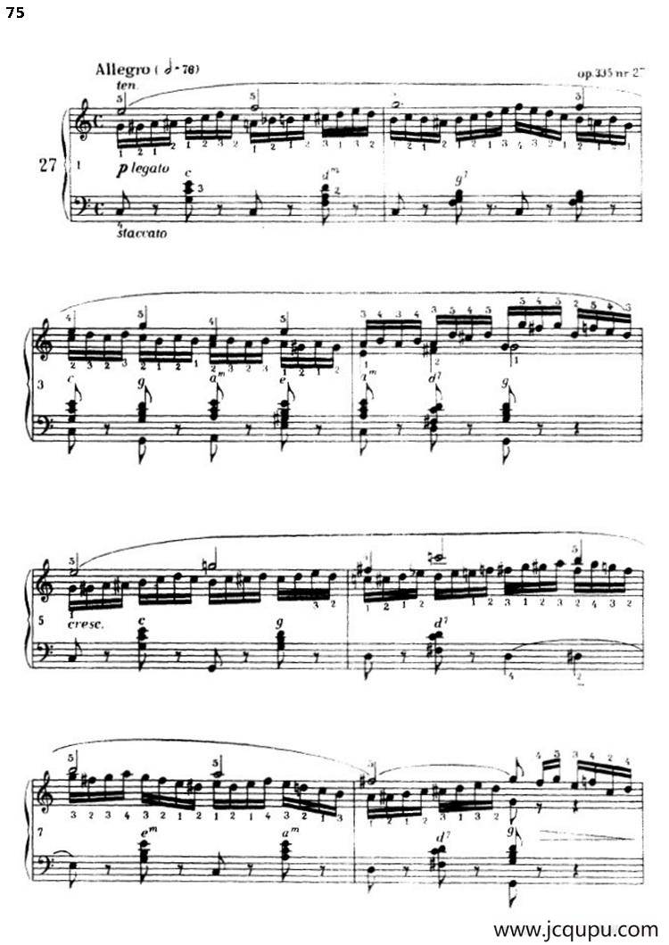 《车尔尼手风琴练习曲集》（第三册）（P75—97）简谱