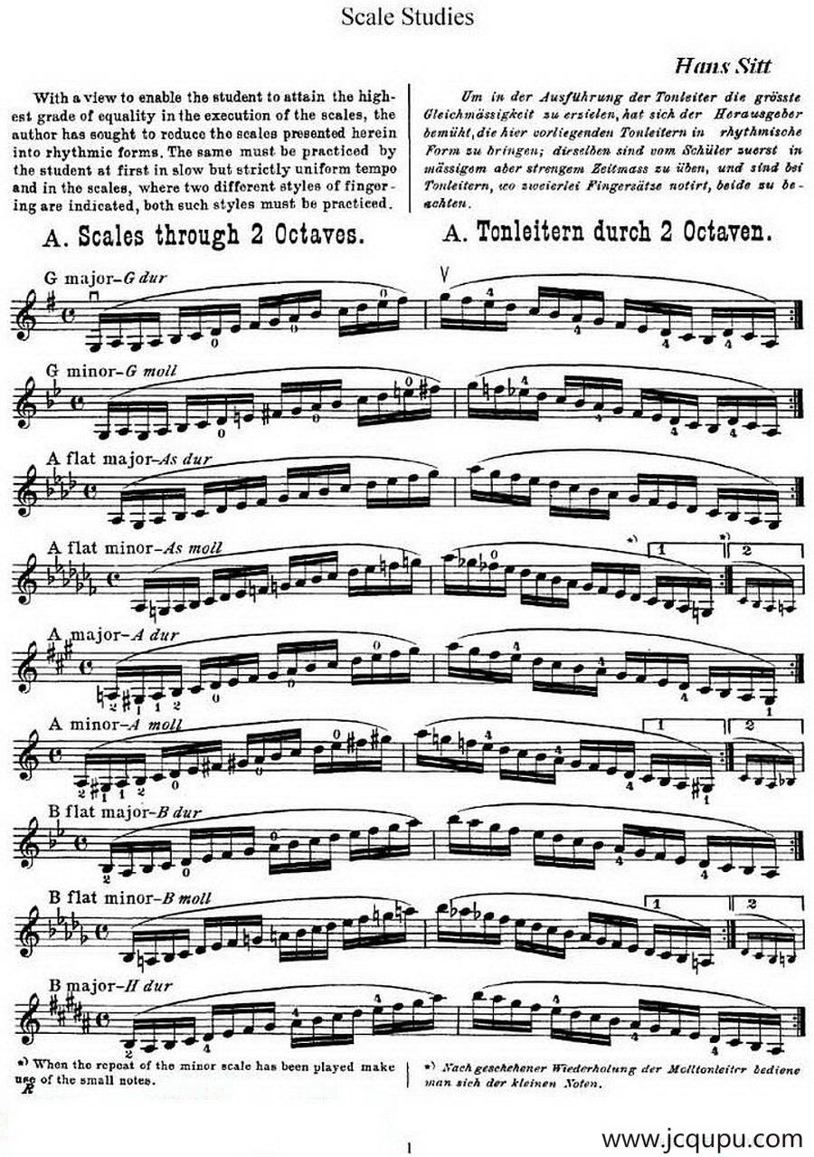 小提琴音阶练习·作品32（Scale Studie-A）简谱