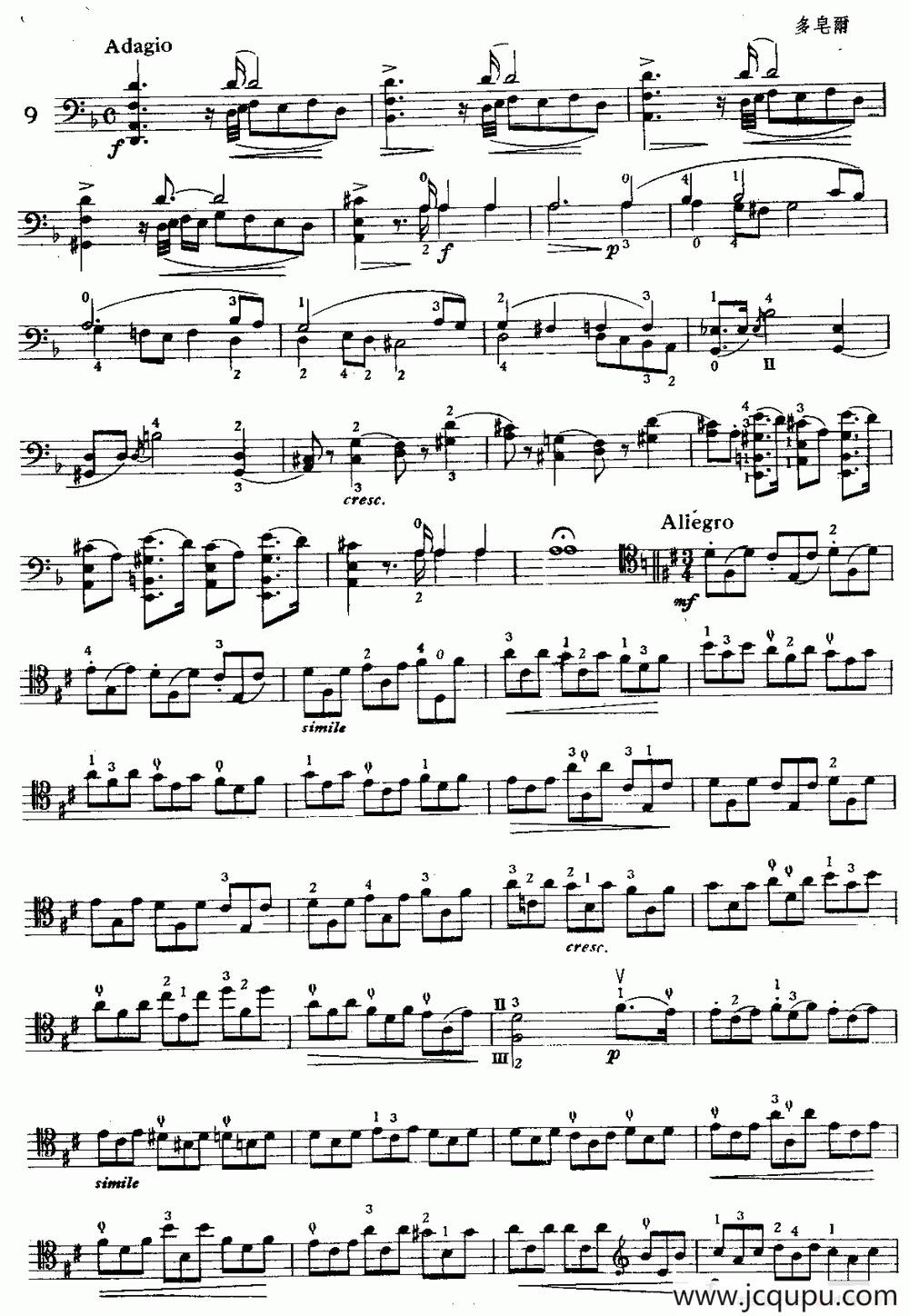 柔板快板练习曲（大提琴）简谱