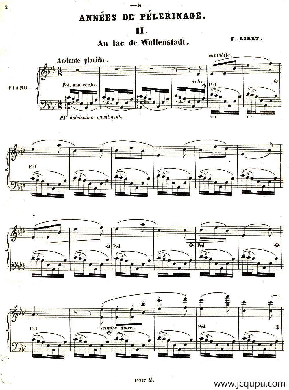 旅行岁月（第一集）瑞士游记（2.瓦伦城之湖 Au lac de Wallenstadt ）简谱