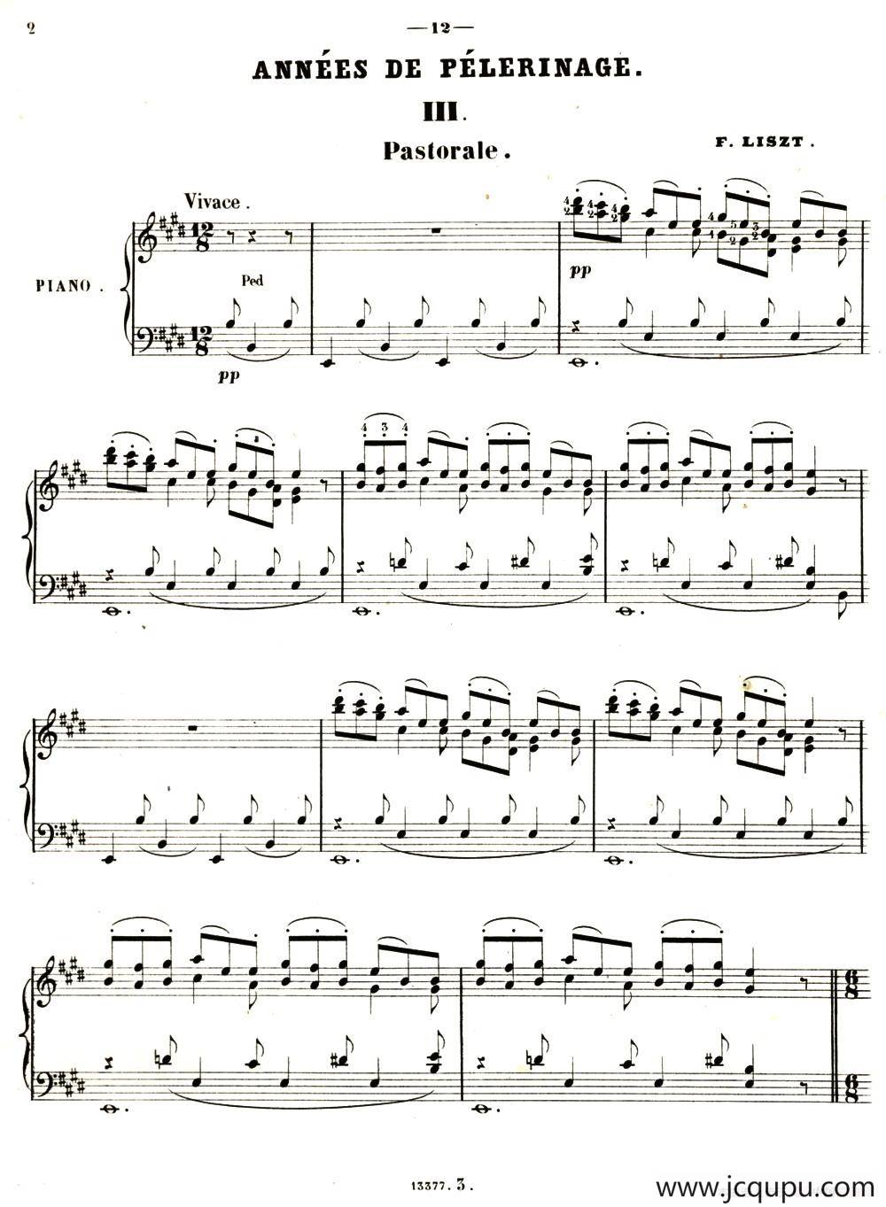 旅行岁月（第一集）瑞士游记（3.田园 Pastorale ）简谱