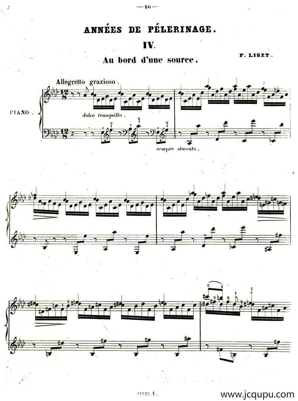 旅行岁月（第一集）瑞士游记（ 4.在泉水边 Au bord d’une Source）简谱