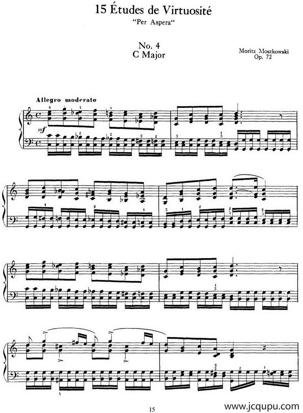 15 Etudes de Virtuosité Op.72 No.4 （十五首钢琴练习曲之四）简谱
