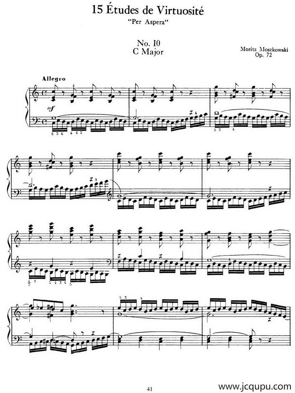 15 Etudes de Virtuosité Op.72 No.10（十五首钢琴练习曲之十）简谱
