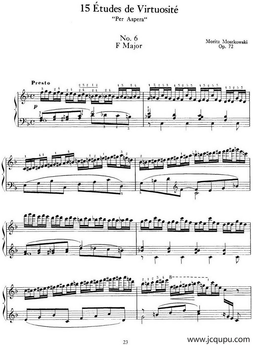 15 Etudes de Virtuosité Op.72 No.6（十五首钢琴练习曲之六）简谱