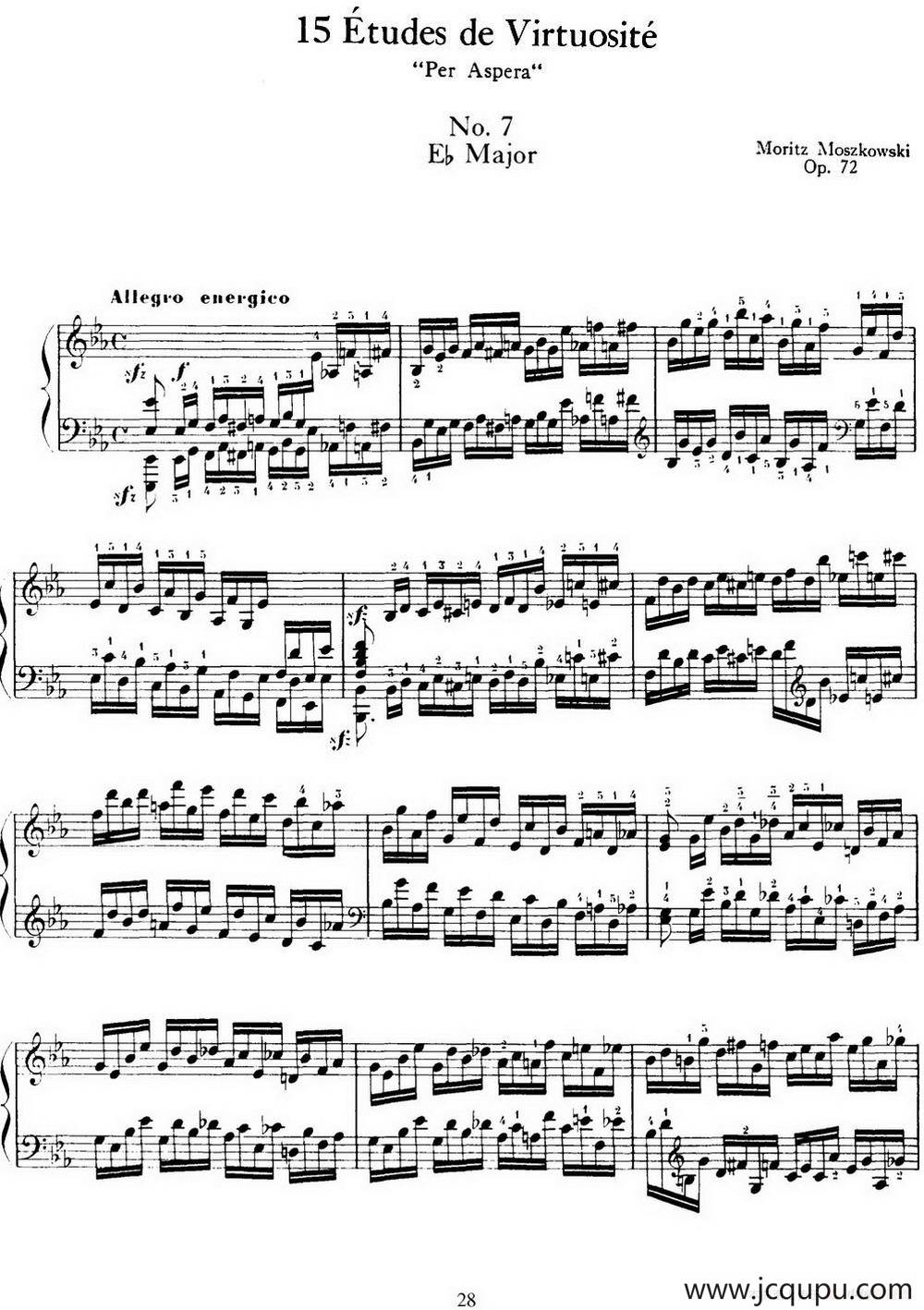 15 Etudes de Virtuosité Op.72 No.7（十五首钢琴练习曲之七）简谱