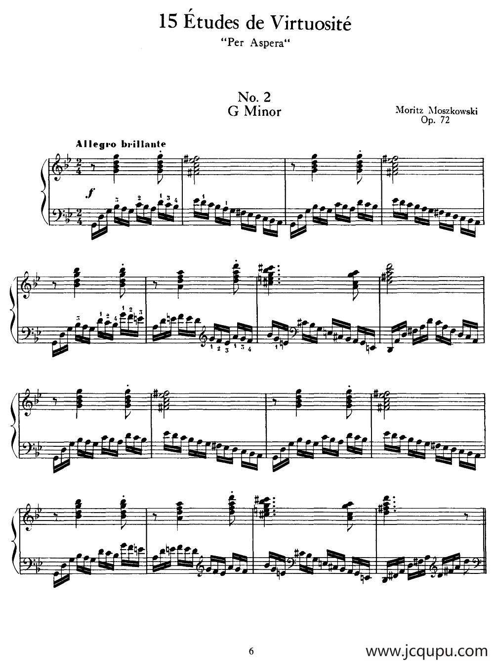 15 Etudes de Virtuosité, Op.72 No.2（十五首钢琴练习曲之二）简谱