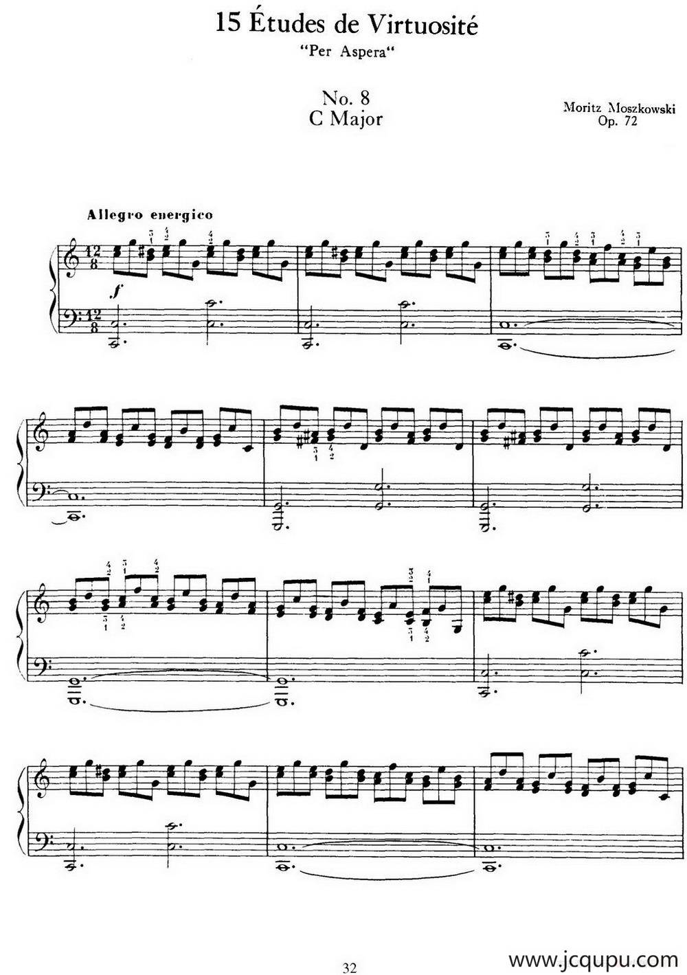 15 Etudes de Virtuosité Op.72 No.8（十五首钢琴练习曲之八）简谱