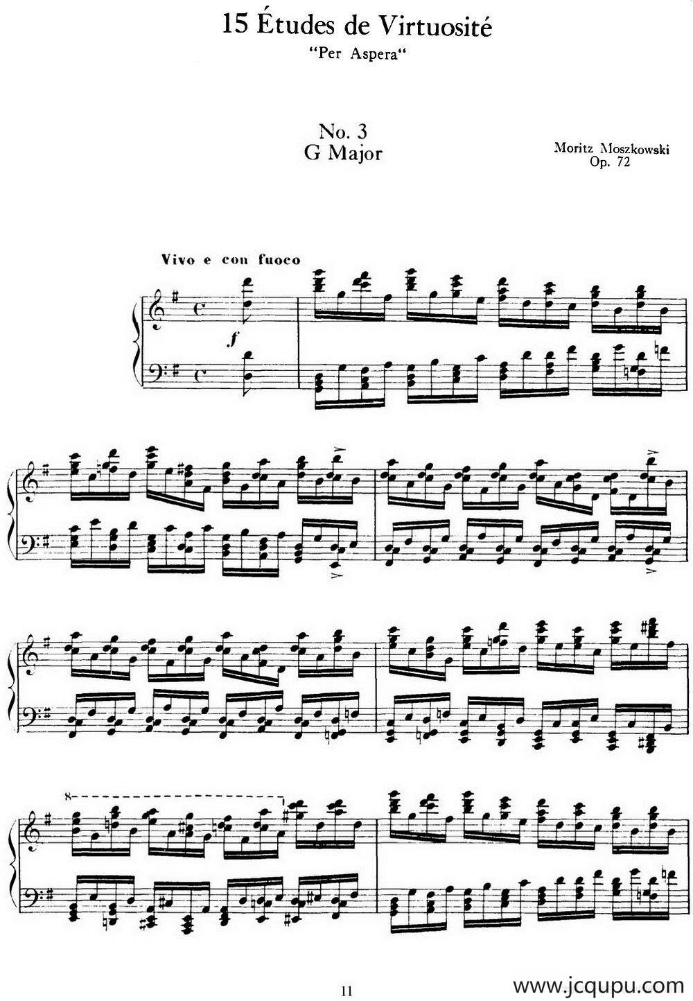 15 Etudes de Virtuosité Op.72 No.3 （十五首钢琴练习曲之三）简谱