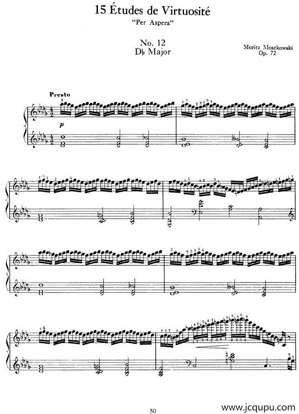 15 Etudes de Virtuosité Op.72 No.12（十五首钢琴练习曲之十二）简谱