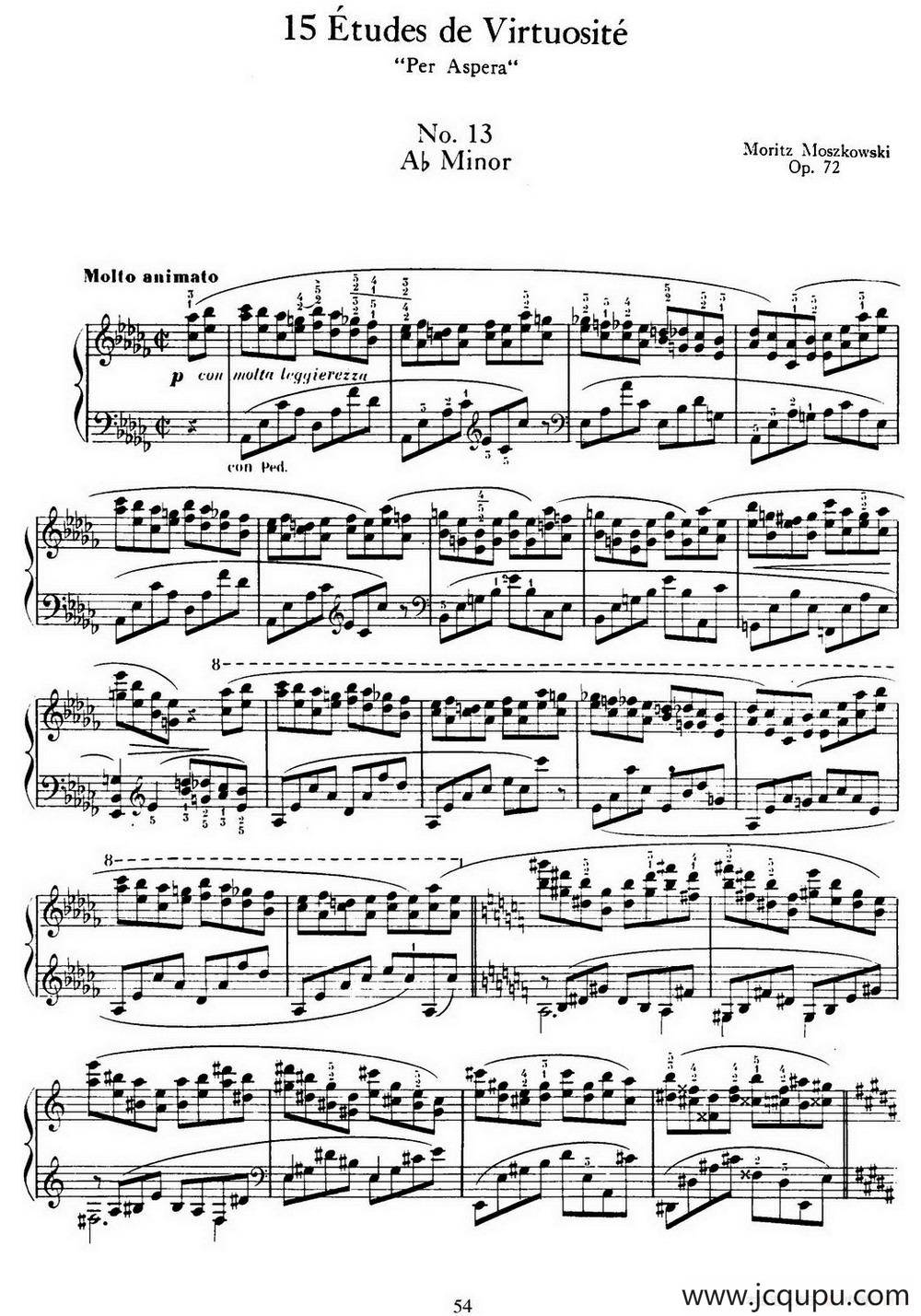 15 Etudes de Virtuosité Op.72 No.13（十五首钢琴练习曲之十三）简谱
